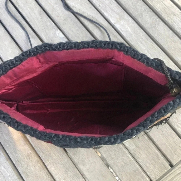 Vintage Boho Art to Wear Hand Crafted Patchwork Butterfly Evening Bag - Picture 6 of 6